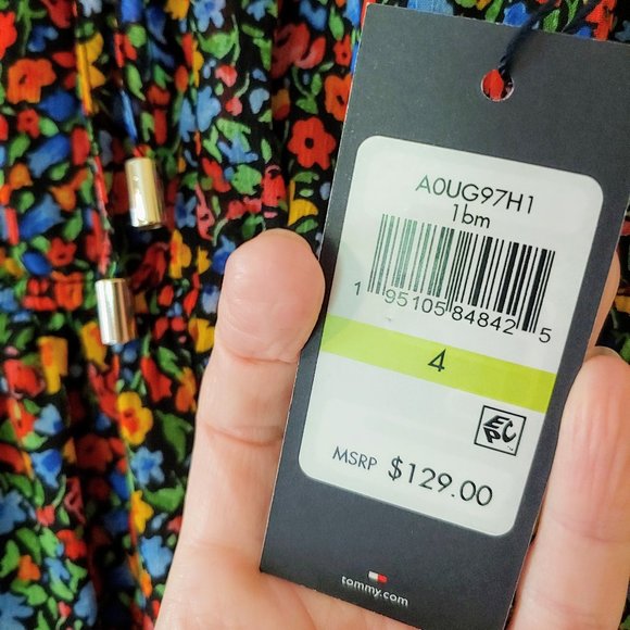 Tommy Hilfiger Essential Floral Midi Dress Red Orange Blue Preppy 4 Small NWT - Picture 6 of 17